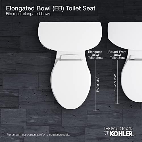 Kohler KOHLER K-4636-0 Cachet Elongated, Grip-Tight Bumpers, Quiet-Close Release Hinges, Quick-Attach Hardware, No Slam Toilet Seat, White