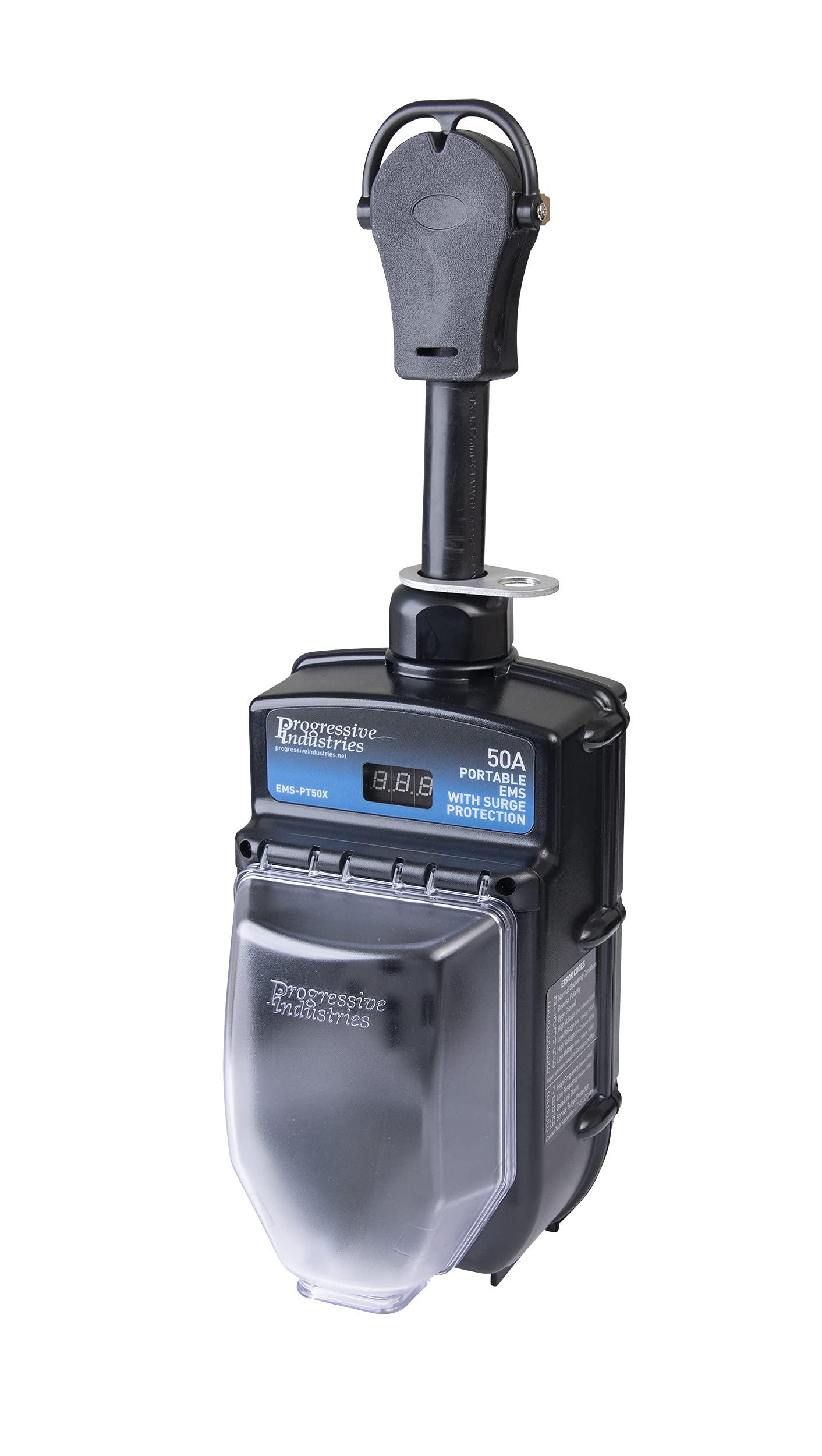 Progressive Industries PROGRESSIVE INDUSTRIES RV Surge Protector 50 Amp with Electrical Management System, Portable, EMS-PT50X & Tri-Lynx 00015 Lynx Levelers - 10 Pack, Orange