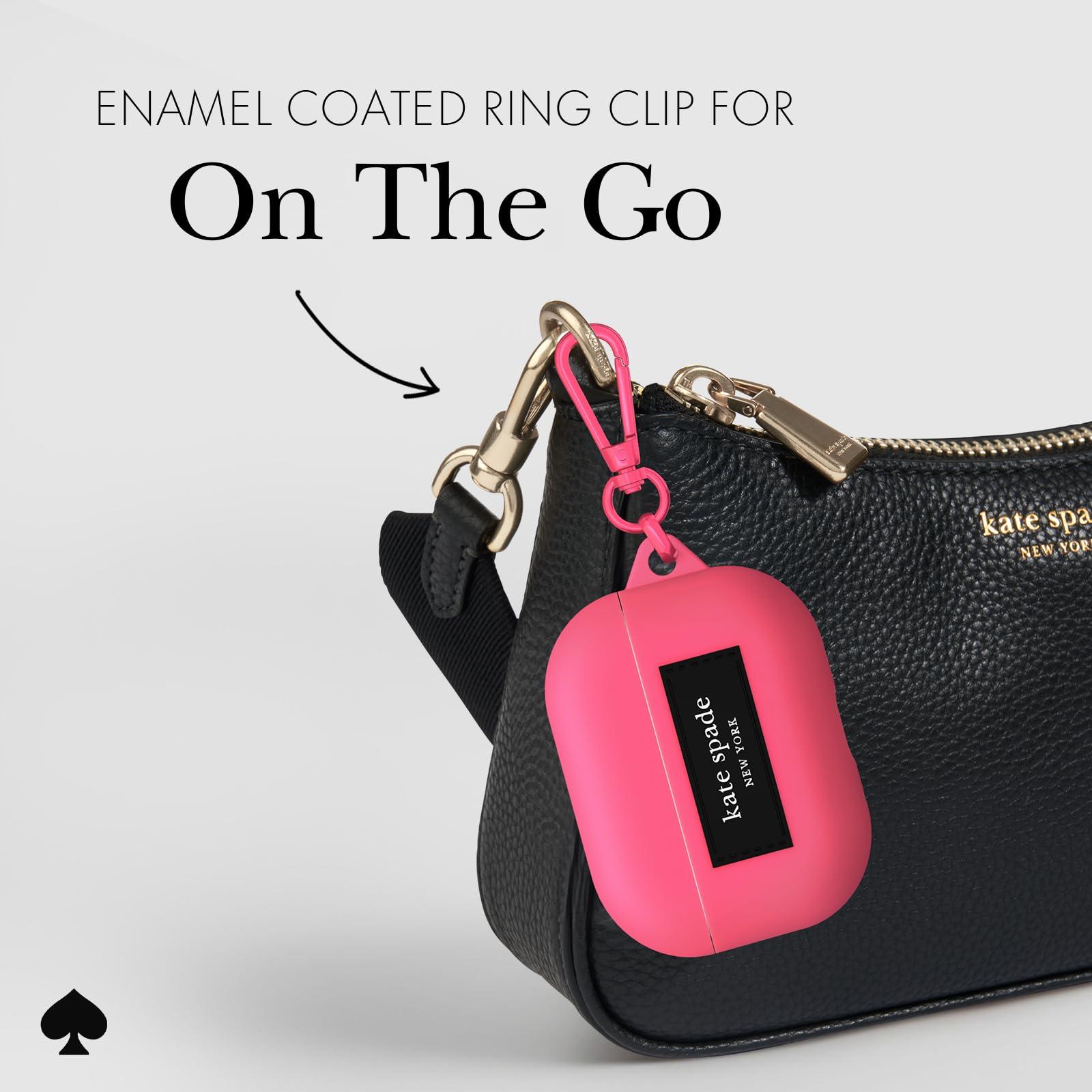 kate spade new york kate spade new york AirPods Pro 2nd / 1st Generation case with Keychain Ring - Pom Pom Pink, Silicone Cover for AirPods Pro 2nd / 1st Generation