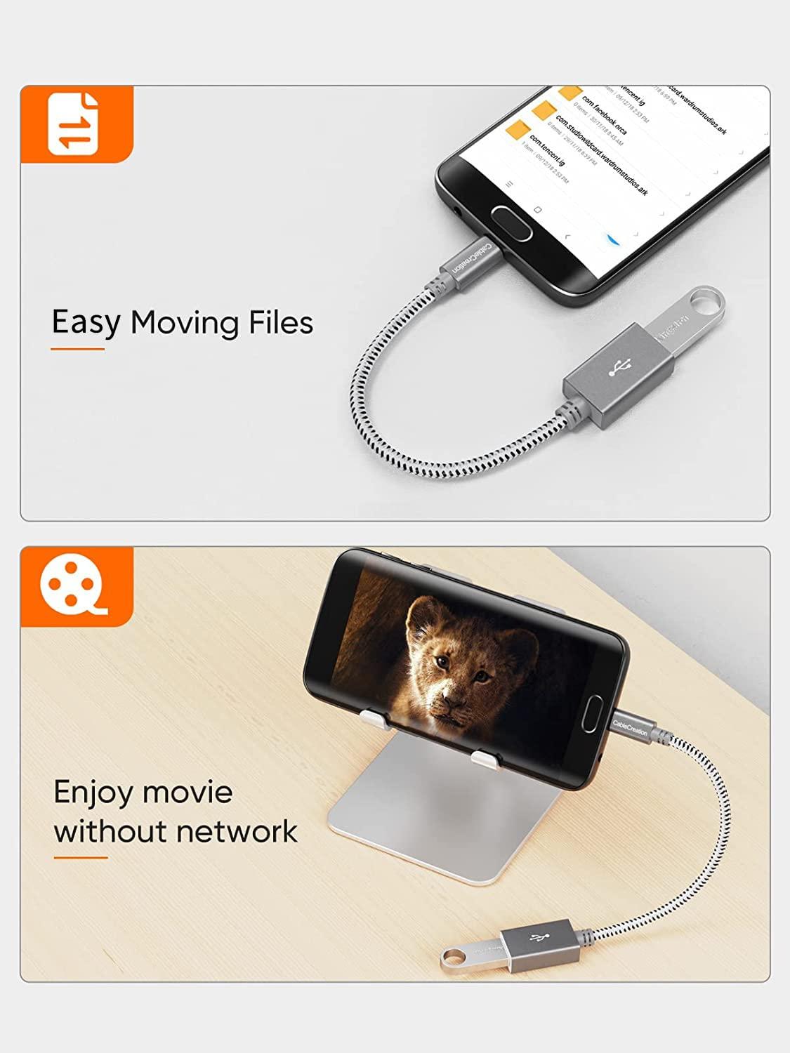 CableCreation CableCreation USB to Micro USB Adapter 0.15m, USB 2.0 Male to Female for USB Micro-B Devices S7, Flash Drive, Mouse, Keyboard, Game Controller, Aluminum Space Gray