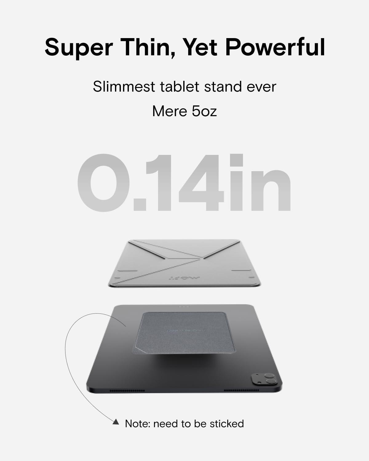 MOFT MOFT Snap Tablet Stand Holder, Foldable and Adjustable in Portrait/Landscape, Ultra-Slim Design Ipad Stand for Desk, Compatible with iPad Pro iPad Air 9.7\" and Larger Tablets, Cool Grey