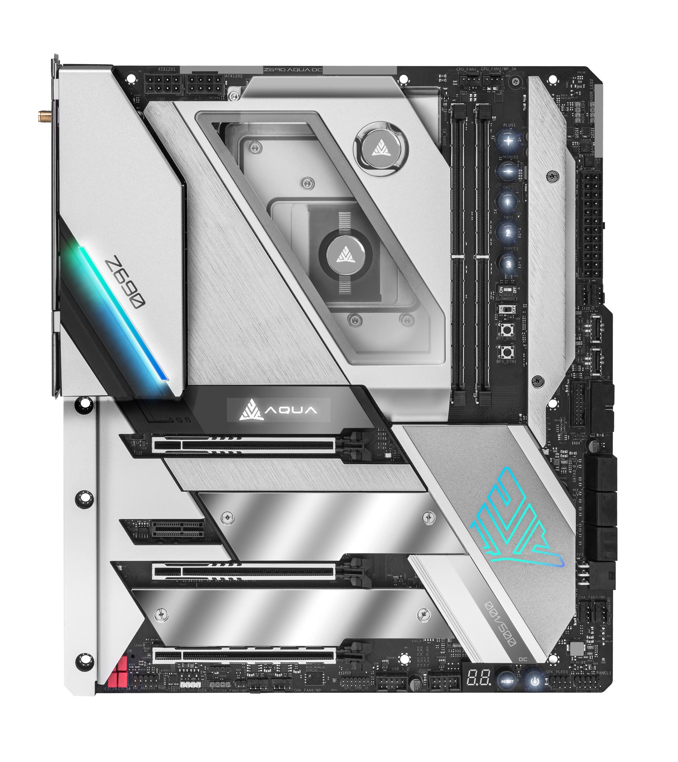 ASRock ASRock Z690 Aqua OC Motherboard DDR5 7000 Dual Channel 6 SATA3 LGA1700 96GB 2oz Copper PCB 12 Layer PCB EATX SATA3 6.0 Gb/s