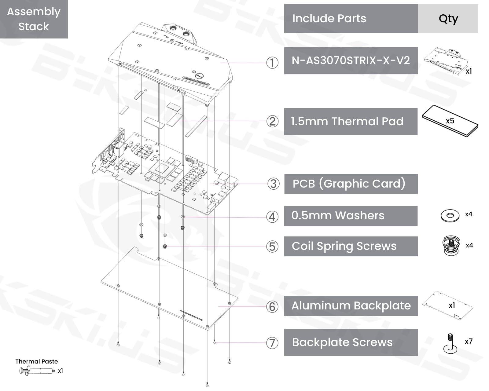 Bykski Bykski Full Coverage GPU Water Block and Backplate for ASUS ROG Strix RTX 3070/306Ti 8G Gaming (N-AS3070STRIX-X-V2)