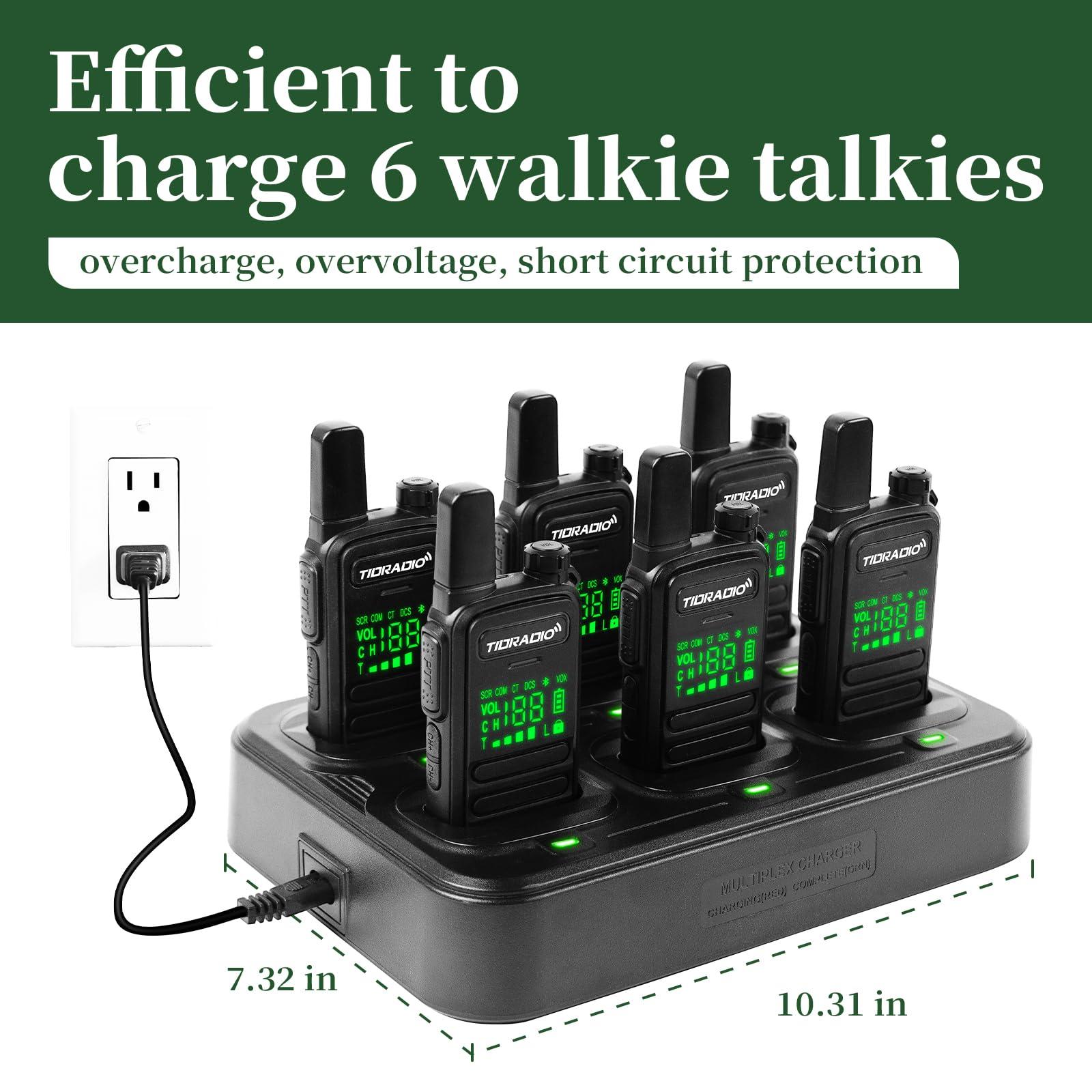 TIDRADIO TIDRADIO TD-M11 Waterproof Walkie Talkies for Adults,LED Display,Wireless Programming,NOAA,VOX,Frequency Copy, Long Range Two Way Radios with 6 Way Gang Charger, for School Church Business (6 Pack)