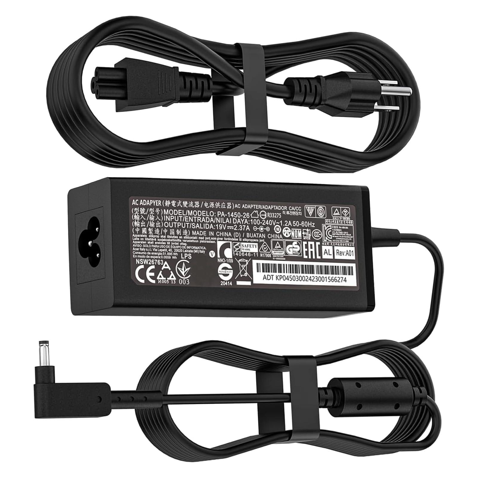 Smsutu N20C5 N23C3 N20C4 N19H2 45W 3.0*1.1mm AC Charger Fit for Acer A515-45-R74Z A515-46 A315-23 A315-24P A115-31 A515-56 A115-32 A515-58 ADP-45FE F PA-1450-26 A13-045N2A AK.045AP.075 Adapter Laptop Power