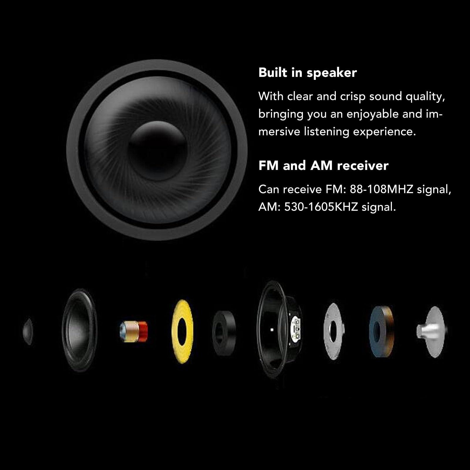 Sanpyl Shower Radio, Portable ABS Bathroom Radio with Built in Speaker Battery Operated, 88-108MHZ, 530-1605KHZShower Radio, Need:3 x Batteries(not includ