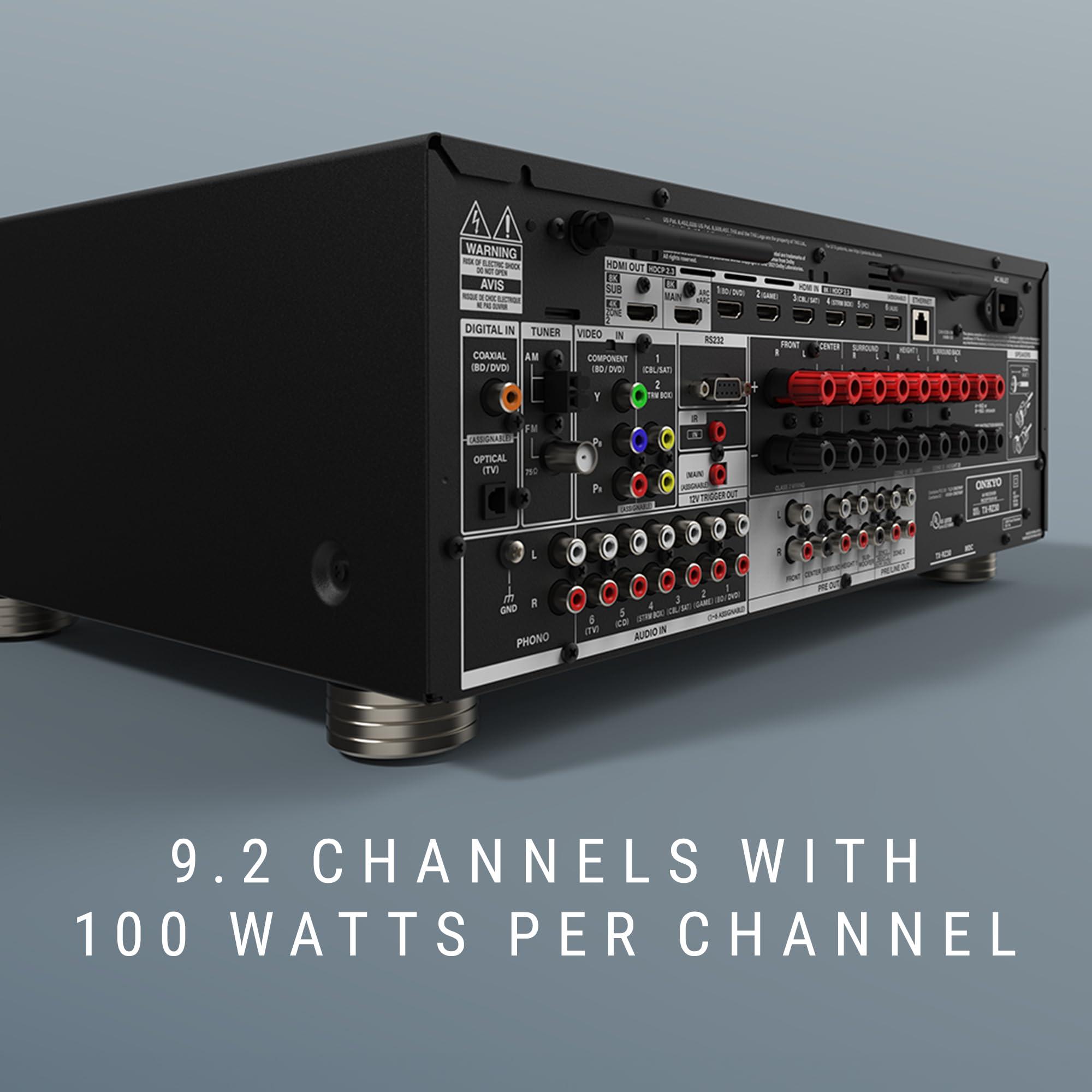 Onkyo Onkyo TX-RZ30 9.2-Channel AV Receiver - 100 Watts Per Channel, Dirac Live Out of Box, Works with Sonos Certified, THX Certified and More