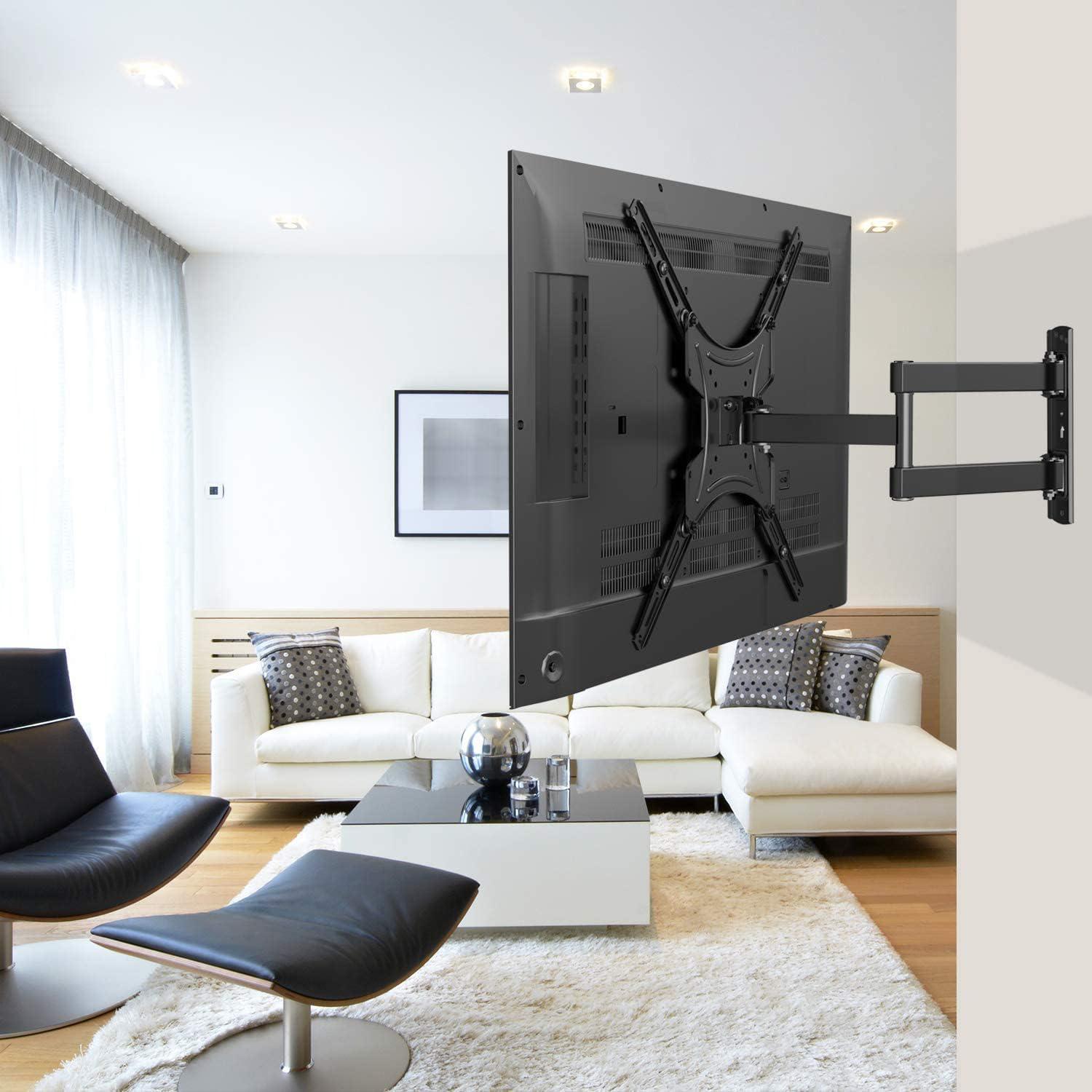 Pipishell Full Motion TV Wall Mount Bracket Articulating Arms Swivels Tilts Extension for Most 26-55 Inch LED LCD Flat Curved Screen TVs, Max VESA 400x400mm up to 66lbs by Pipishell