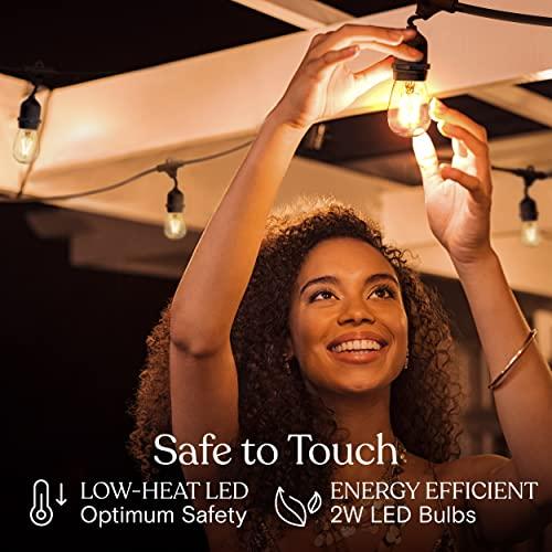 Brightech Brightech Ambience Pro - Waterproof LED Outdoor String Lights - Hanging, Dimmable 2w Vintage Edison Bulbs - 24 Ft Commercial Grade Patio Lights Create Cafe Ambience In Your Backyard - black