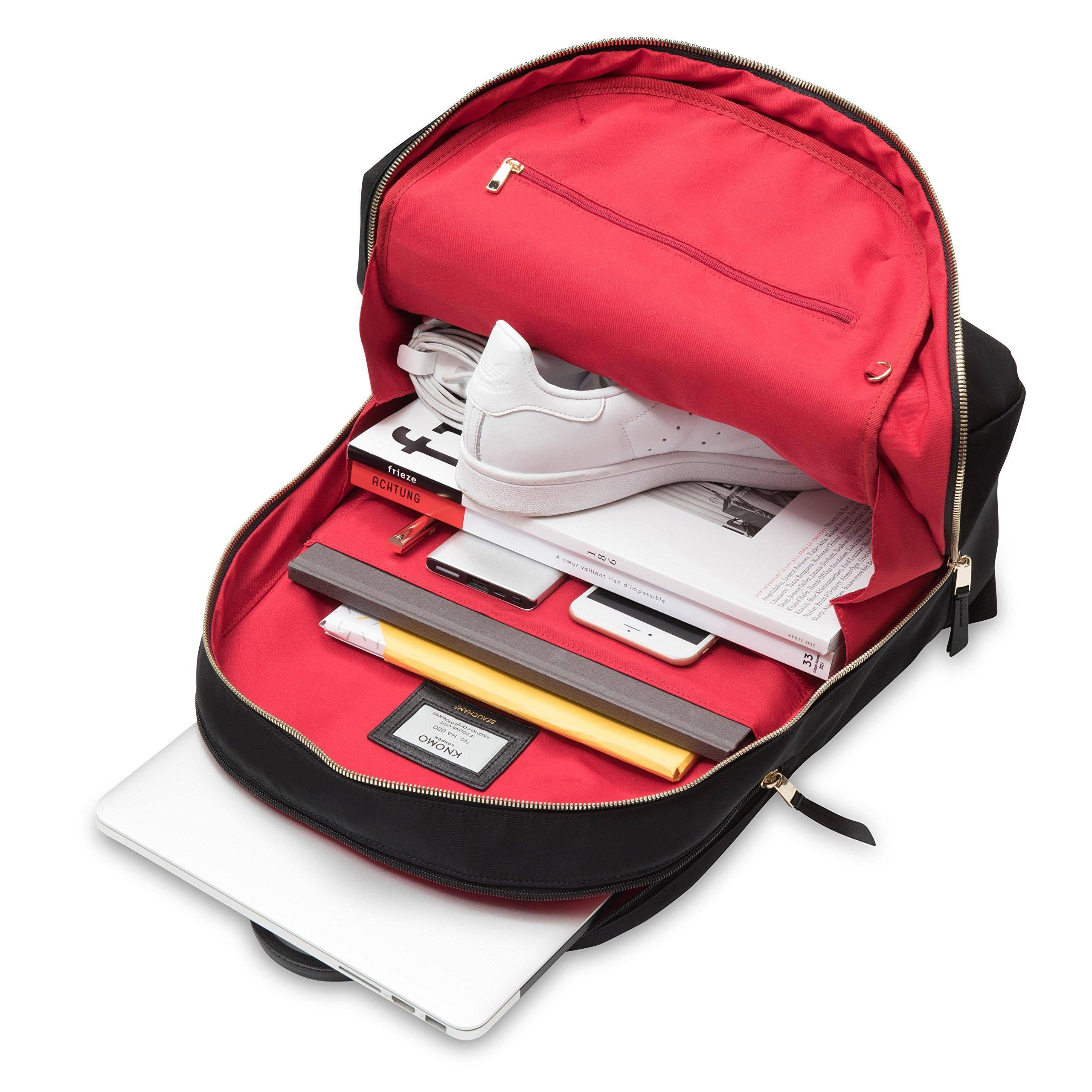 KNOMO KNOMO Beaufort 15.6" Laptop Backpack Work Bag Purse for Women Large Travel Rucksack with Golden Zip, Black