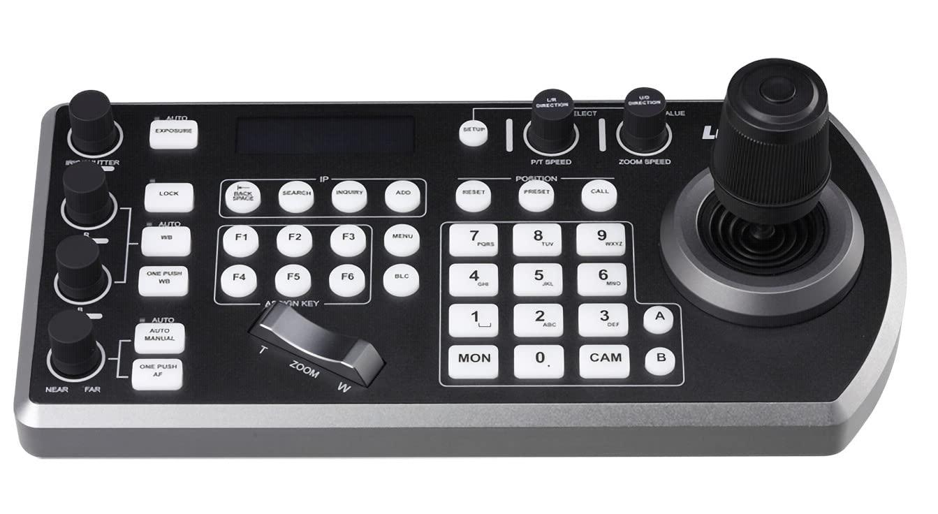 Lumens Lumens VS-KB30 Compact IP Camera Controller, Joystick for Pan/Tilt/Zoom, LCD Display, Backlight Keypad, DC12V / PoE, RS-232C / RS-422 x2 / Ethernet Control Interfaces