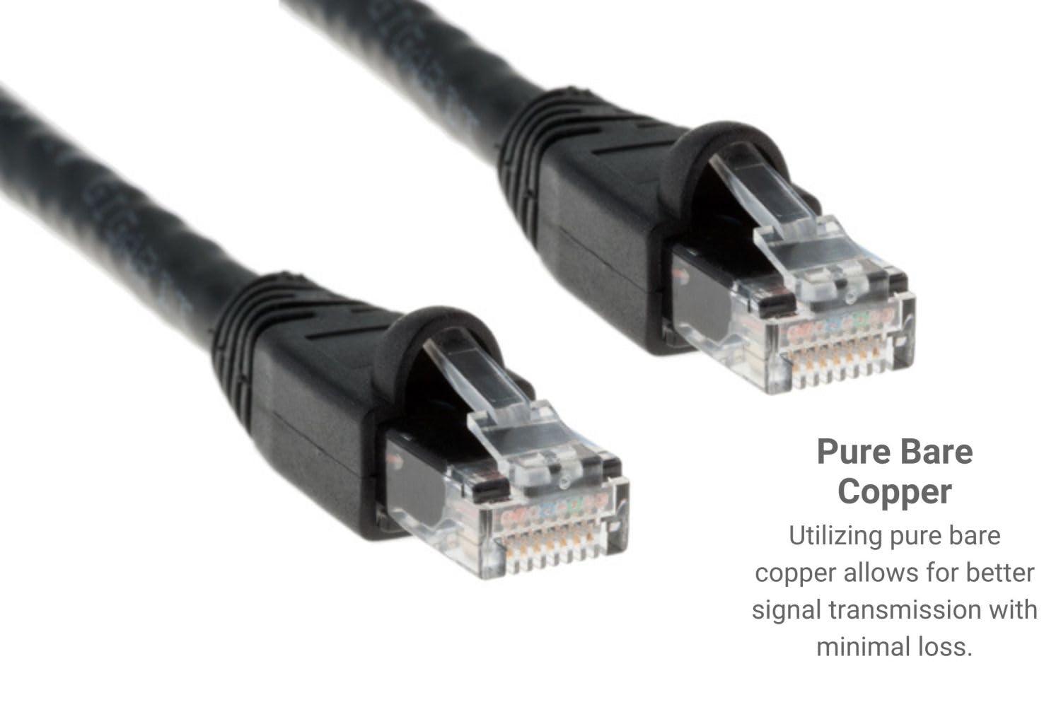 CablesAndKits CablesAndKits - Cat6a Ethernet Cable, Booted, Jacket: PVC (CM), 25 ft, Black, Pure Copper, RJ45 Computer & Networking Patch Cord