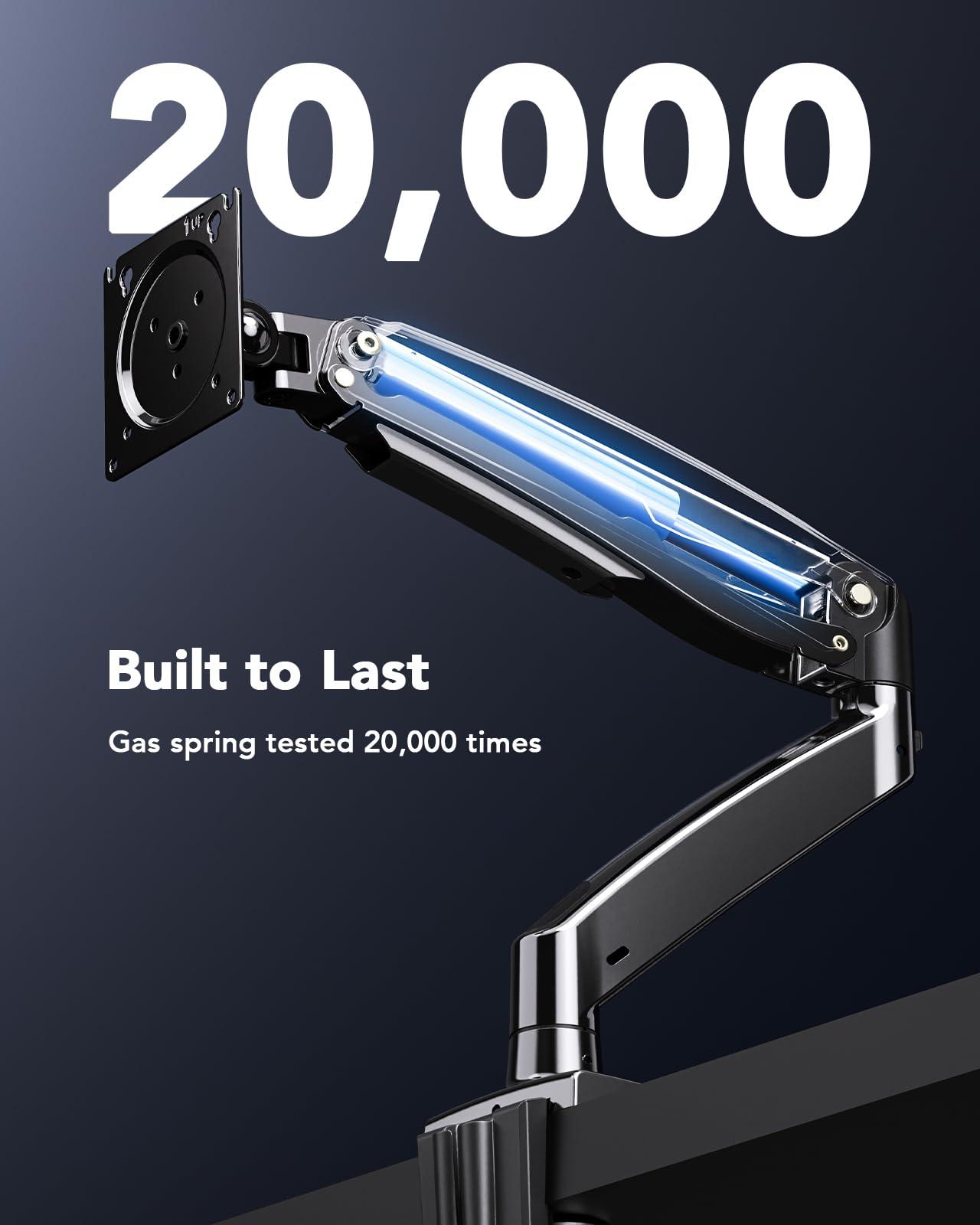 HUANUO HUANUO Single Monitor Arm for 40 inch Screens, Ultrawide Computer Monitor Mount Holds 26.48 lbs, Upgraded Adjustable Monitor Stand with USB, C-Clamp & Grommet Base, VESA 75x75 or 100x100mm