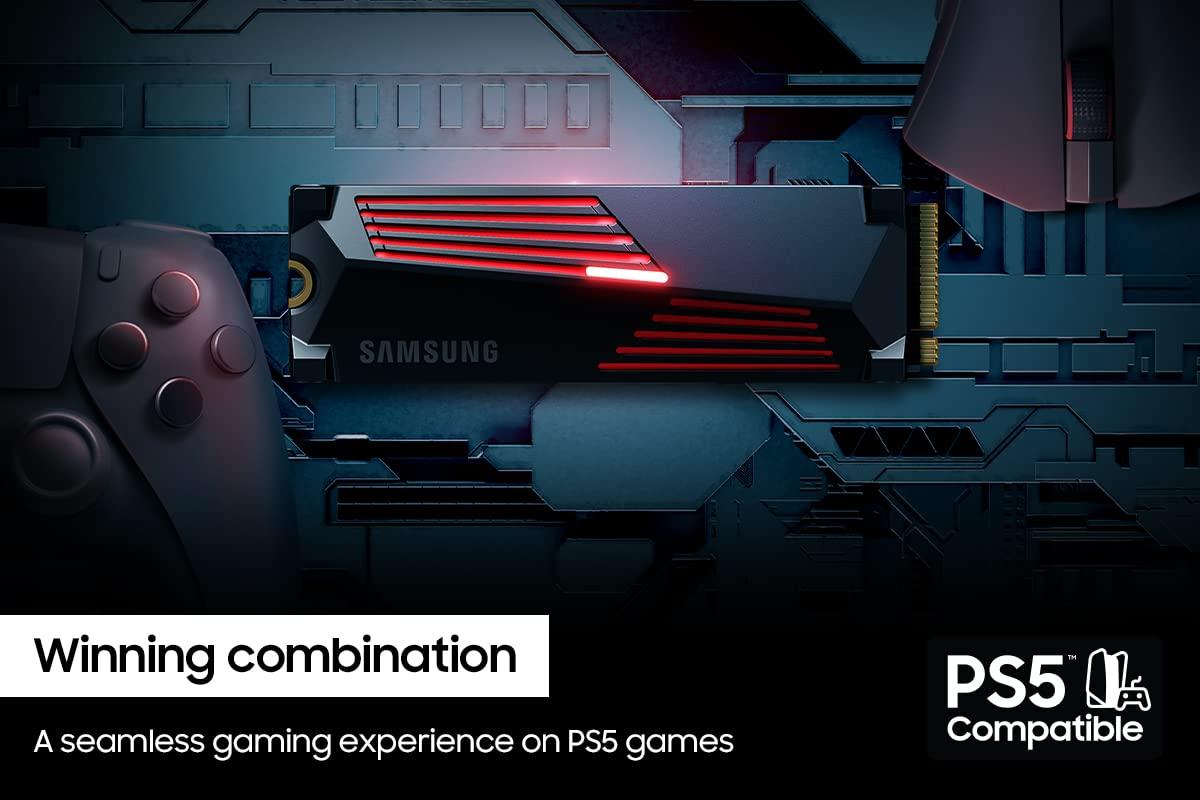 Samsung Samsung 990 PRO Heatsink SSD 1TB, NVMe M.2, Speeds Up to 7,450MB/s, Best for PlayStation 5 (PS5 SSD) Console Expansion MZ-V9P1T0CW