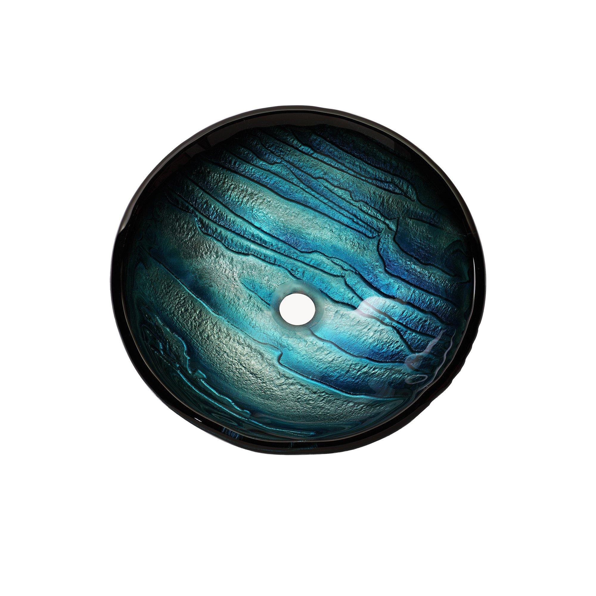 Kraus Kraus Ladon Glass Vessel Sink and Ramus Faucet Satin Nickel