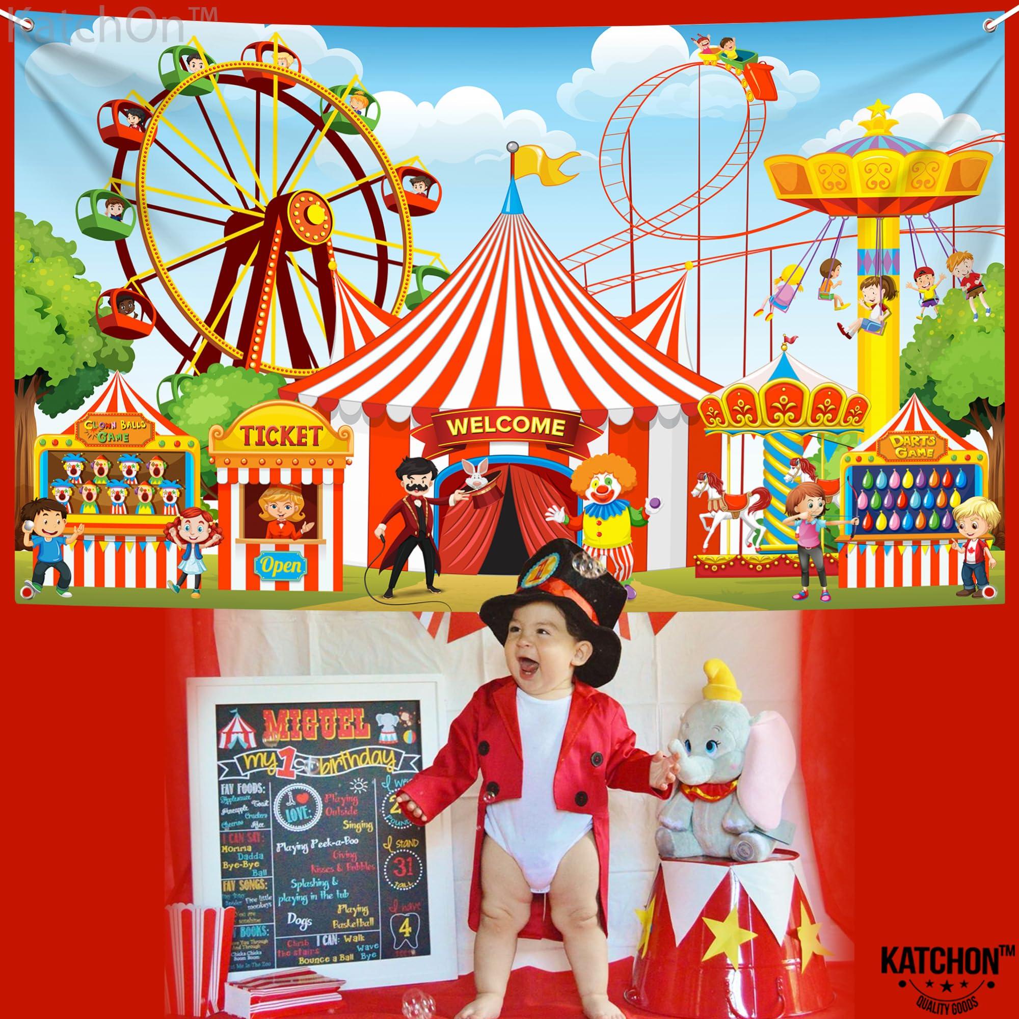 KatchOn KatchOn, XtraLarge Carnival Backdrop - 72x44 Inch, Welcome Banner - Carnival, Circus Party Decorations