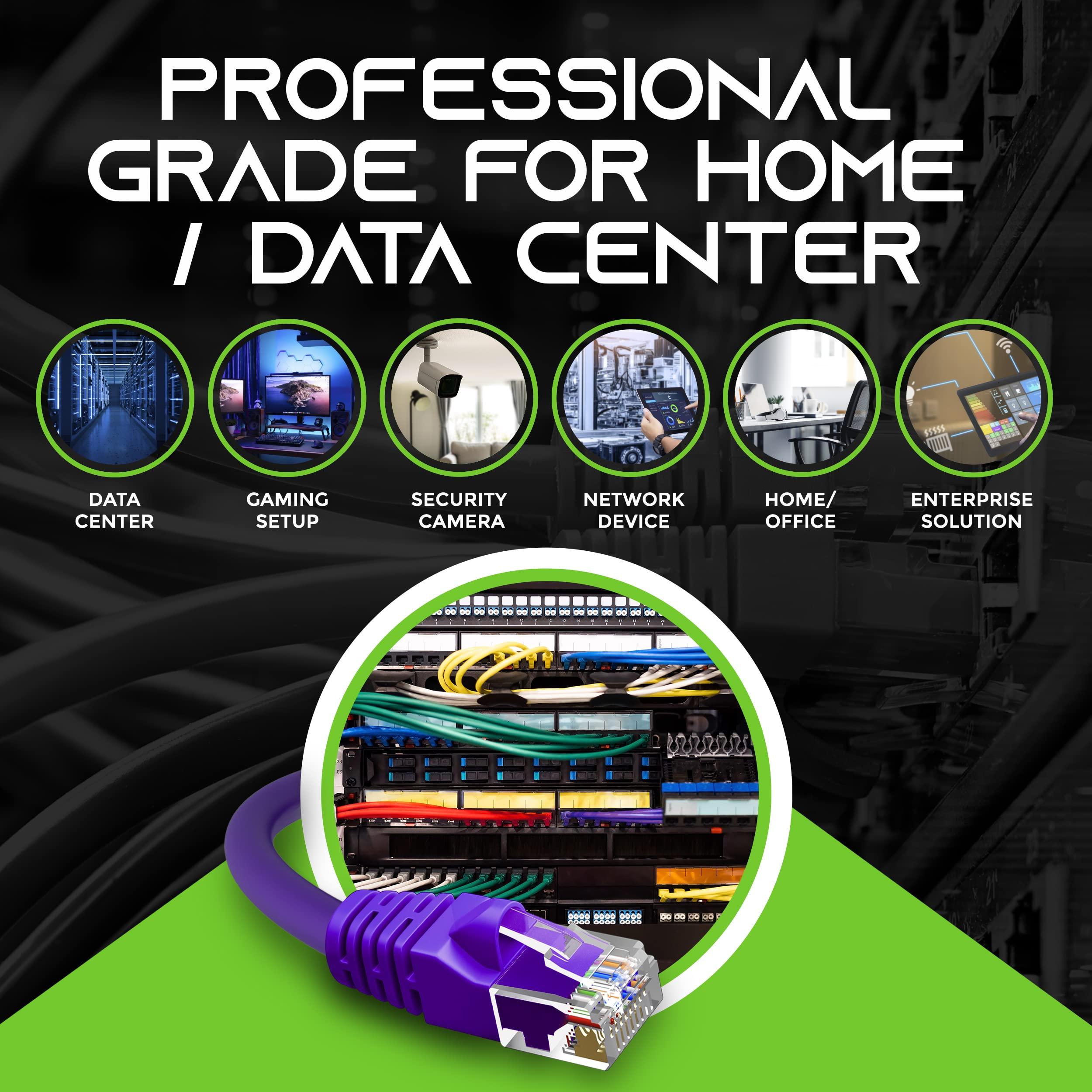 GearIT GearIT Cat 6 Ethernet Cable (10-Pack 5 Feet) Cat6 Network Patch, 10Gbps, RJ45, Snagless Cord, Gold-Plated Connectors, Internet for PC, TV, Tablet, Router, Printer, Servers, IT Data Center - Purple