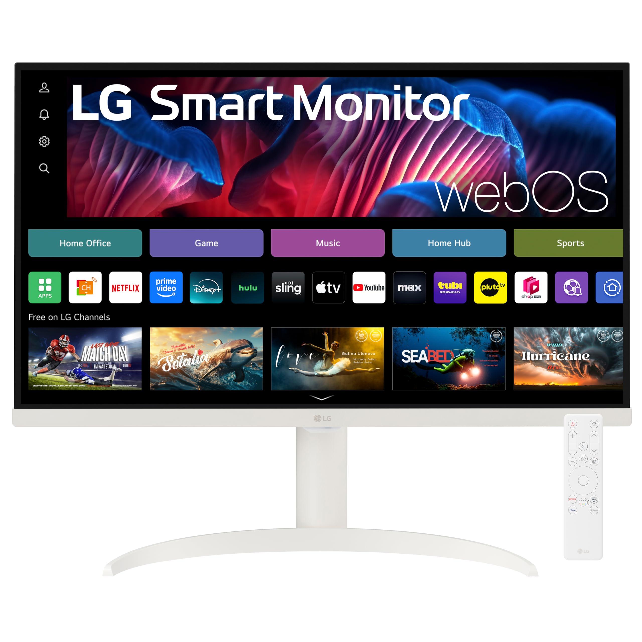 LG LG 27SR75U-W MyView 27 inch 4K UHD (3840x2160) IPS HDR10 USB Type-C 65W PD Smart Monitor webOS 23 AirPlay Screen Share Bluetooth ThinQ App Built-in Speaker HDMI White