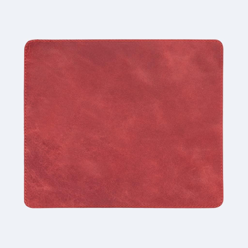 OXA OXA Leather Mouse Pad | Smooth Surface | Non-Slip Base | Tracking Precision | Full Crafted from Genuine Leather | for Both Women & Men Home Decor Usage | - Red