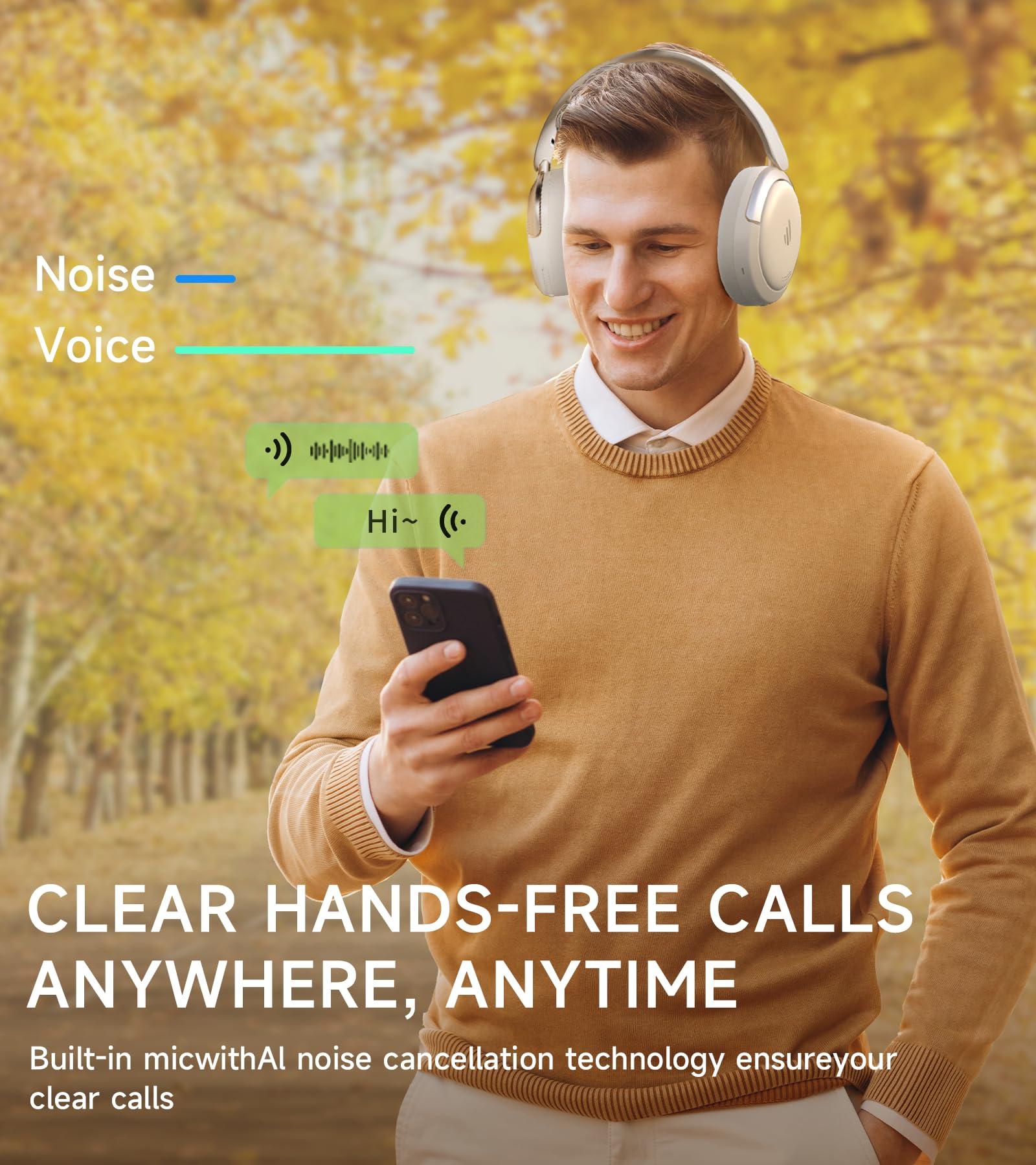 Edifier Edifier Atom Max Hybrid Active Noise Cancelling Headphones, Hi-Res Audio, AI Call Noise Cancellation, Foldable, 45H Playtime, Speed Charge, Wireless Over-Ear Headphones with Bluetooth 5.4, White