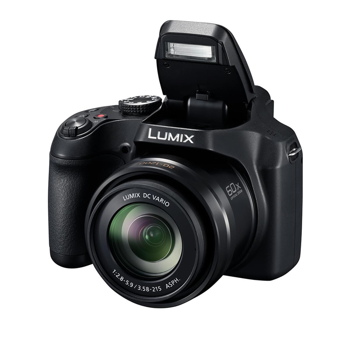 Panasonic Panasonic Lumix DC-FZ80 4K Digital Camera, 18.1 Megapixel, 60x Zoom 20-1200mm Lens Bundle with Bag, 32GB SD Card, Corel PC Photo Editing Software Kit