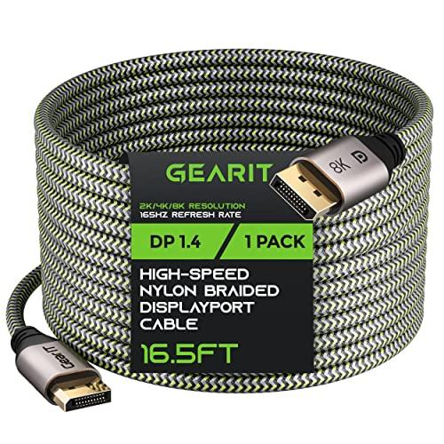 GearIT GearIT DisplayPort to DisplayPort Cable 1.4 (8K@60Hz, 4K@144Hz, 2K@165Hz), 16.5 Feet, 1 Pack