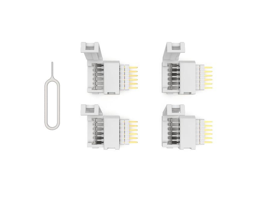 Litcessory Litcessory 6-Pin to Cut-End Connector for Philips Hue Lightstrip Plus (4 Pack, White - Standard 6-PIN V3)