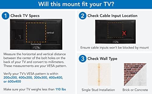 Mount-It! Mount-It! TV Wall Mount Landscape to Portrait Rotation, Fixed Mounting Bracket, Low-Profile for Samsung, Sony, Toshiba, Sharp, LG, Element, Westinghouse, TCL 32 to 60 Inch (Some 70") TVs, 110 lbs