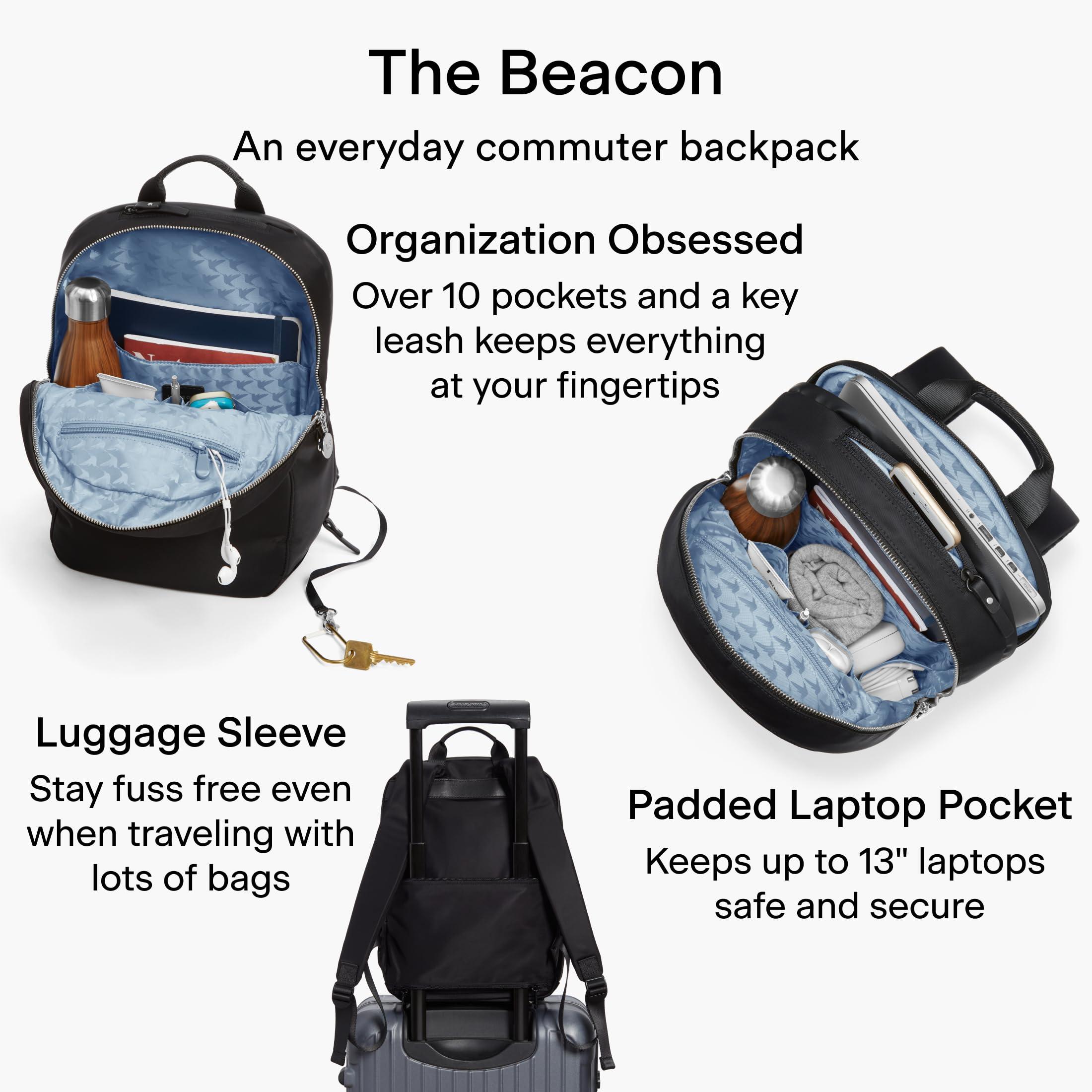Lo & Sons Lo & Sons Beacon Backpack - Chic Premium Travel Bag with 13" Laptop Compartment, Luggage Sleeve | Minimalist Bag for Women
