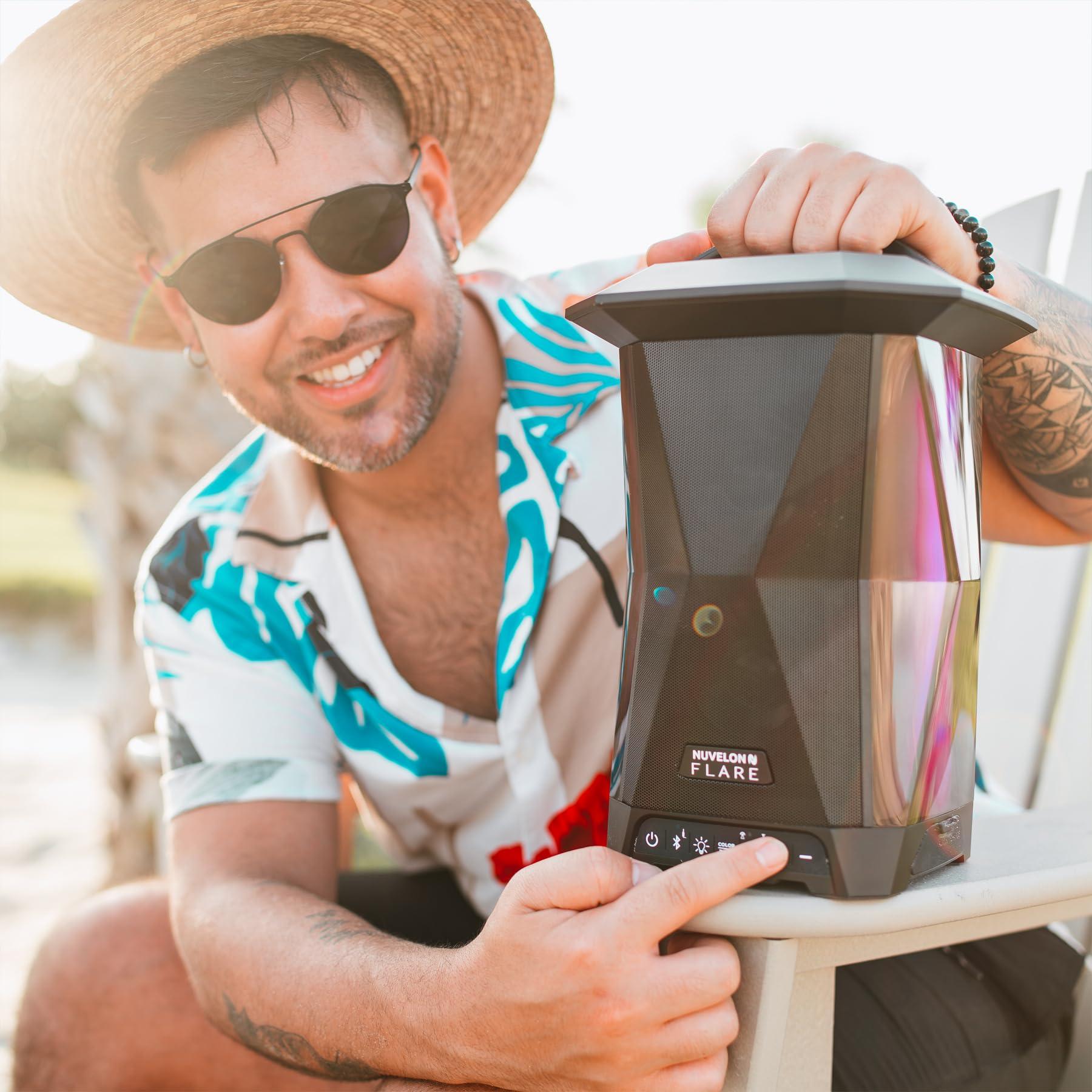 NUVELON NUVELON NF15A1-BTM Portable Bluetooth Speaker with lights, Nuvelon Flare Multi Sync wireless speaker with Ambient lighting and Rhythm light pulsing LED lights, Aux input, Bluetooth v4.2