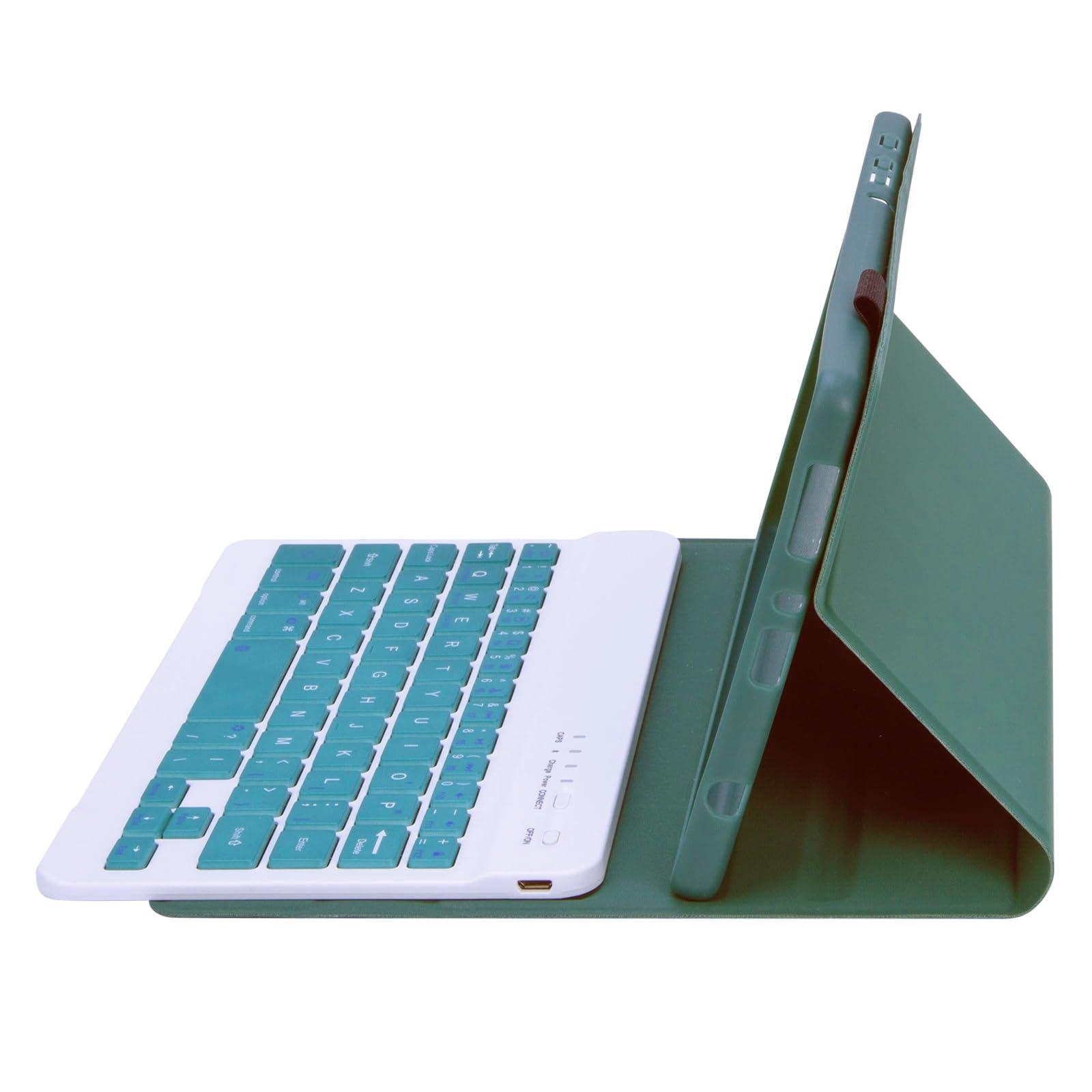 Lrufodya Lrufodya Keyboard Case for Samsung Galaxy Tab A7 Lite 8.7\" 2021, Candy Colors Detachable Wireless Keyboard with Slim Cover for Model SM-T220 T225 T227 (Deep Green)