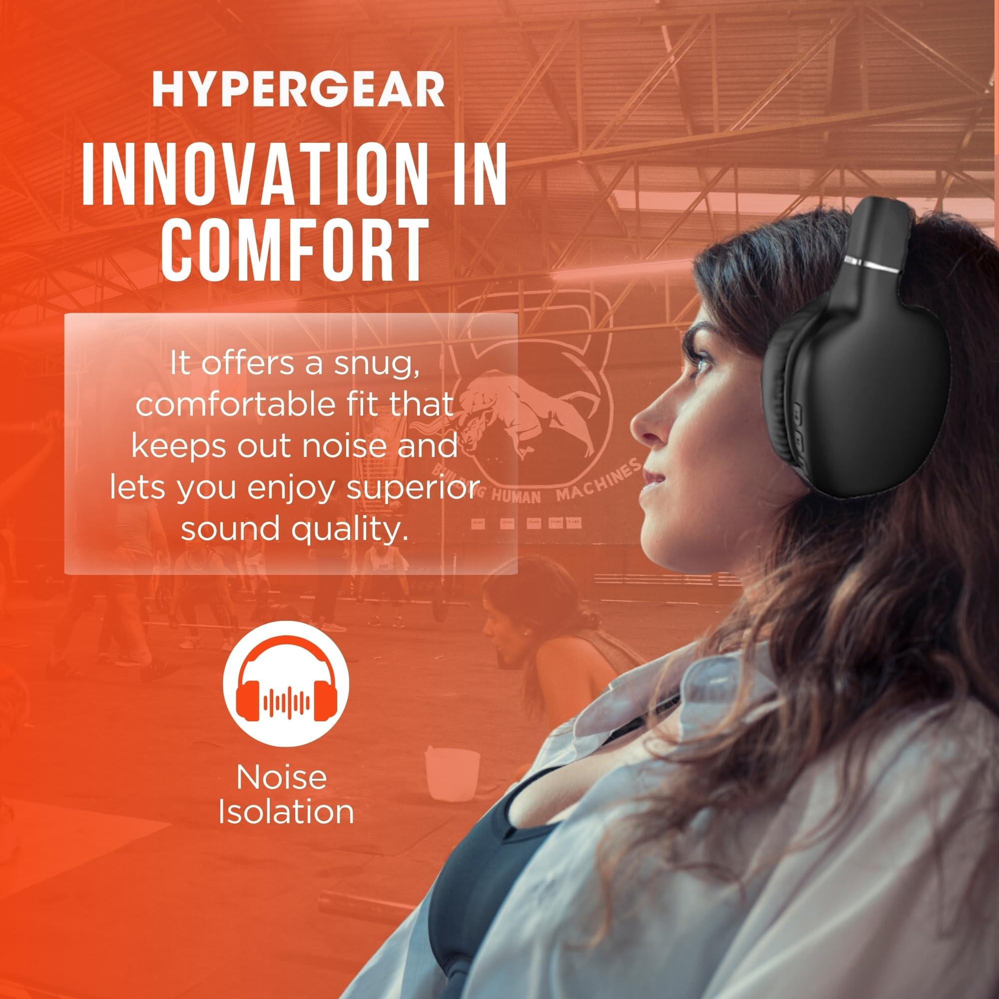 HyperGear HyperGear Vibe Bluetooth Wireless Headphones - Over-Ear Headphones Wireless for Music, Built-in Mic & Controls, Memory Foam Ear Cups for Travel, Home Office, Gym & More - Black