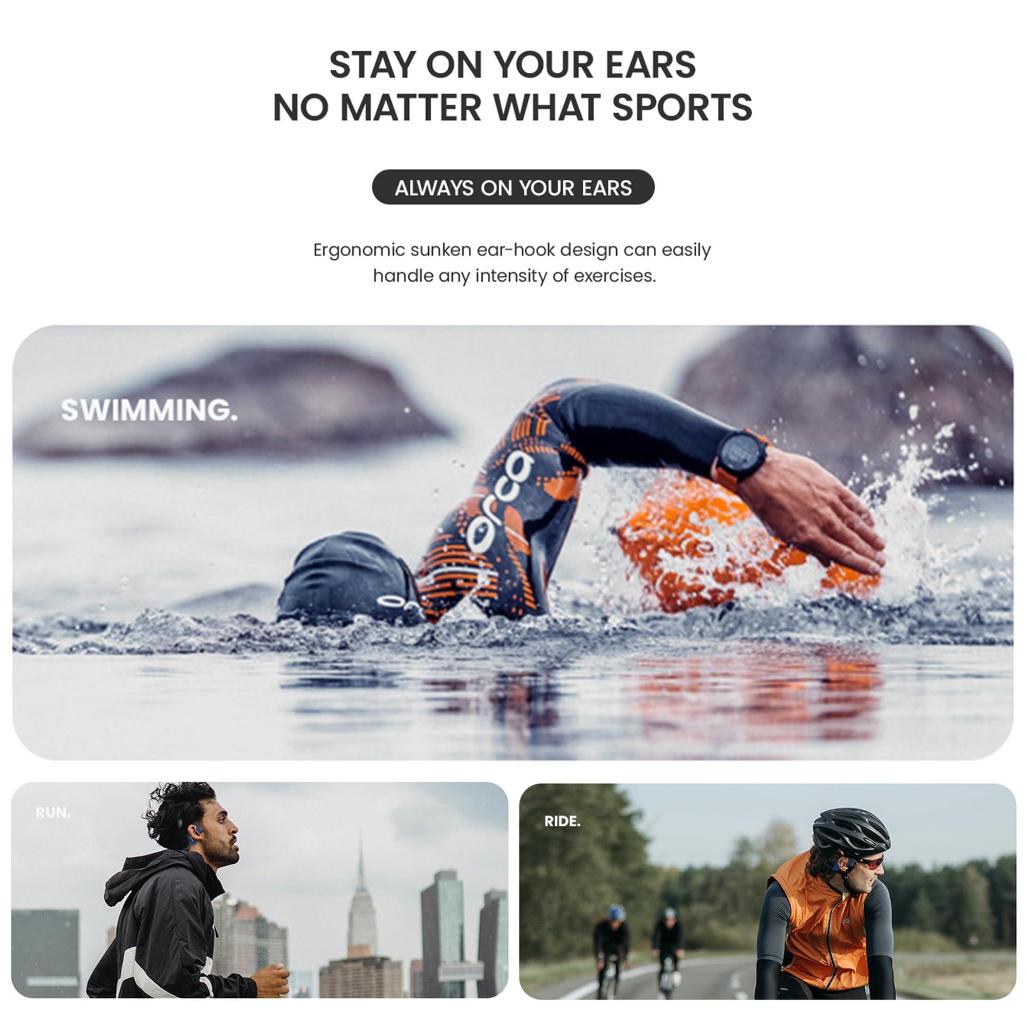 XIMAND XIMAND Bone Conduction Headphones IP68 Swimming Waterproof Dustproof Sweatproof MP3 Player Headset Underwater Music Player 8GB 1000 Songs, Open-Ear Wireless Earphones Bluetooth 5.3 with Mic - Blue