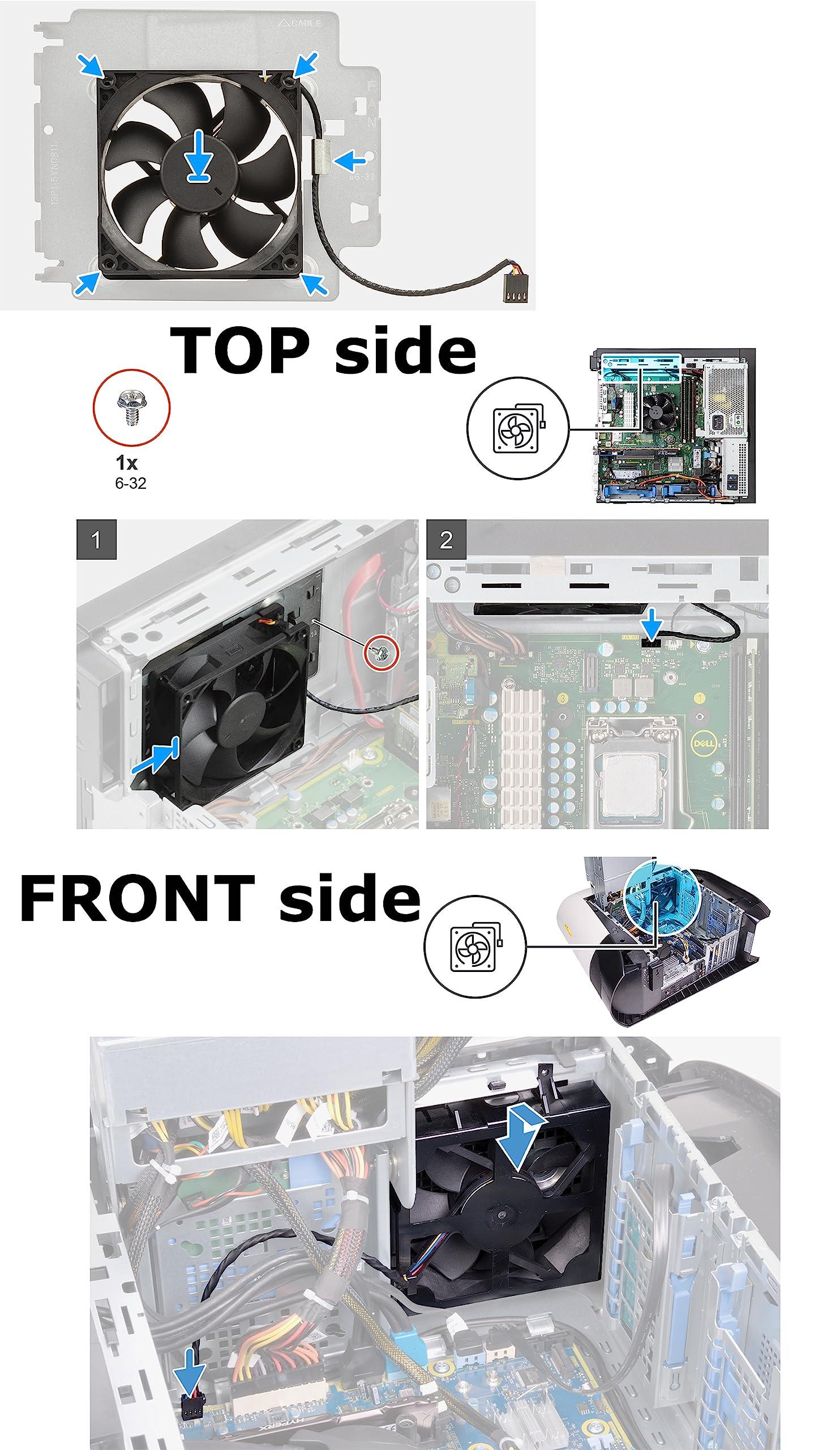 Generic Deal4GO Front & TOP Chassis Cooling Fan Cage Fan HHCM0 0HHCM0 Replacement for Dell Alienware Aurora R5 R6 R7 R8 R9 R10 R11 R12 Precision 3640 3630