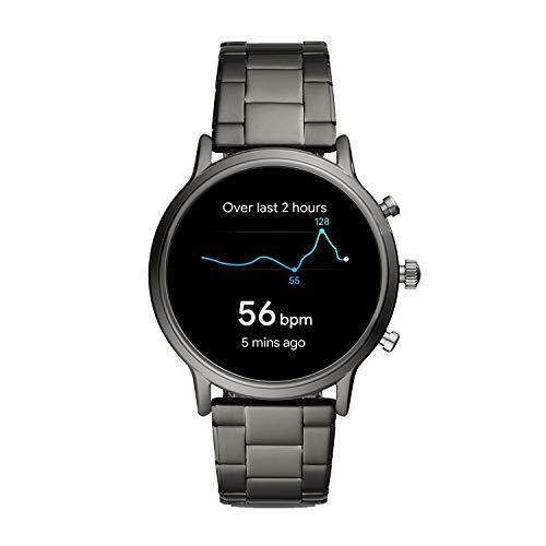 Fossil Fossil 44mm Gen 5 Carlyle Stainless Steel Touchscreen Smart Watch with Heart Rate, Color: Smoke (Model: FTW4024)