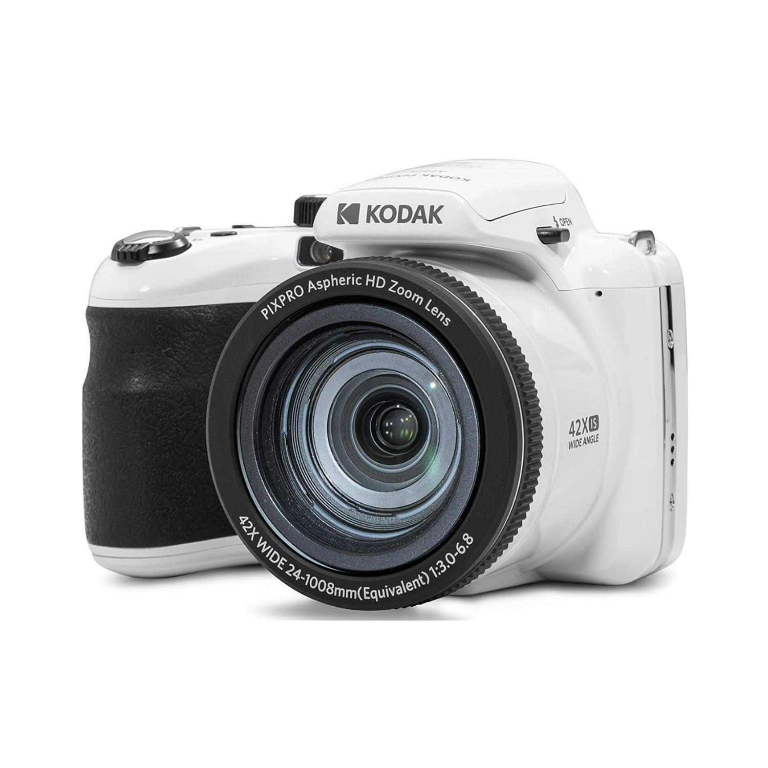 KODAK Kodak PIXPRO AZ425 Astro Zoom 20MP Digital Camera (White) Bundle with 32GB SD Card and Holster Camera Case with Accessories (3 Items)