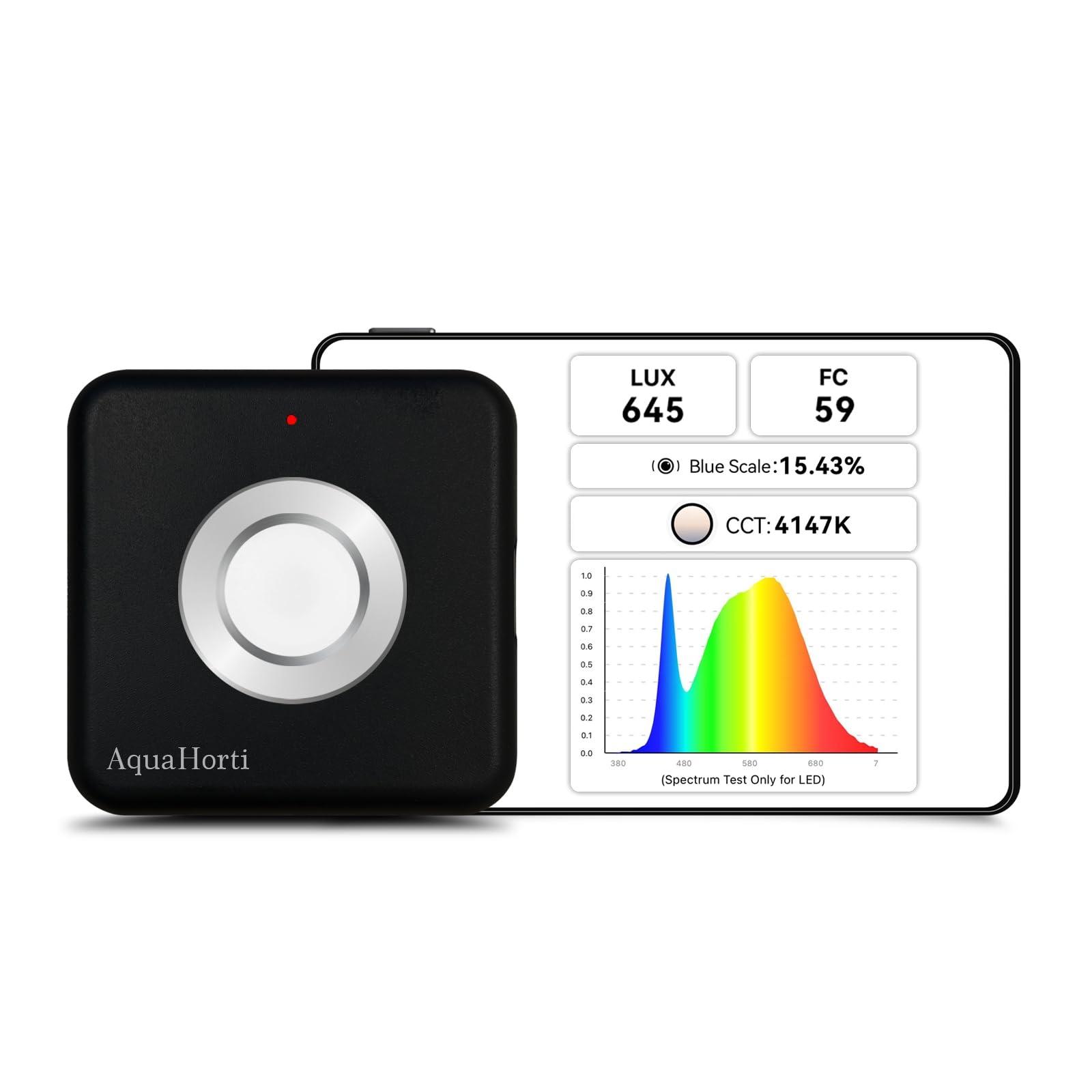 AquaHorti AquaHorti AH-300 Light Meter,Test LED Spectrum,CCT,LUX,Foot Candle,Blue Light%,LUX Distribution, Data Exported as a CSV File. AquaHorti