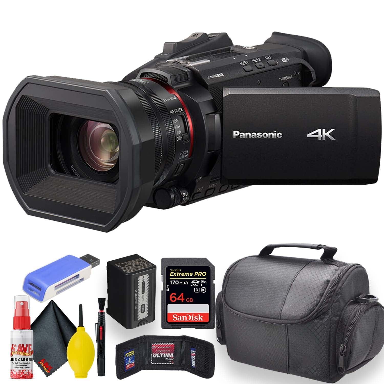 Panasonic Panasonic HC-X1500 4K Professional Camcorder with 24x Optical Zoom, WiFi HD Live Streaming W/Soft Case + Sandisk Extreme Pro 64GB Card + Clean and Care Set + More - Starter Bundle