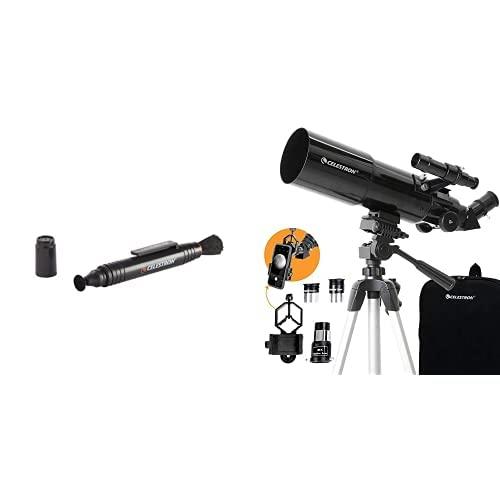 Celestron Celestron - 80mm Travel Scope - Portable Refractor Telescope - Bonus Astronomy Software Package - Digiscoping Smartphone Adapter & LensPen - Optics Cleaning Tool, Black (93575)
