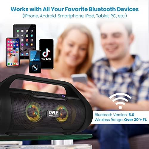 Pyle Pyle Wireless Portable Bluetooth Boombox Speaker - 500W 2.0CH Rechargeable Boom Box Speaker Portable Barrel Loud Stereo System with AUX Input/USB/SD/Fm Radio, 3" Subwoofer, Voice Control - PBMWP185