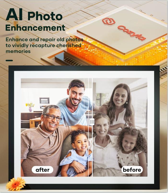 cozyla Cozyla Digital Picture Frame Large 17 Inch Digital Photo Frame Share Pictures via Email Google Photos Web Browser App Electronic Picture Frame Slideshow Free Unlimited Storage Video Picture Frame Mat