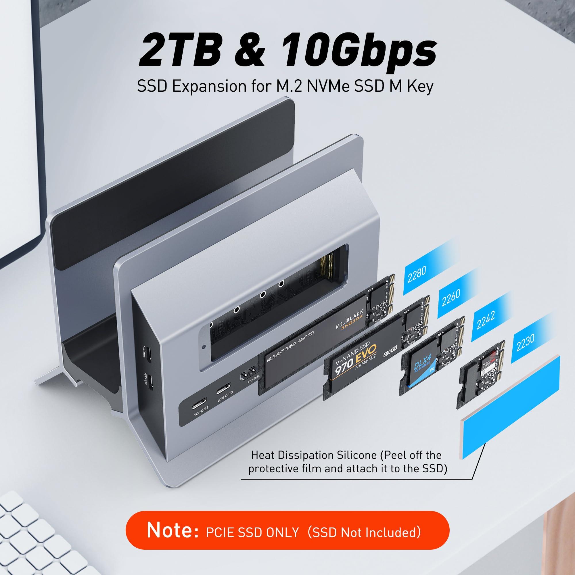 AboveTEK AboveTEK USB C Docking Station, MacBook Docking Station with M.2 SSD Expansion, USB C Dock with 4K HDMI for Mac Pro/Air, Universal Docking Station with 2 10Gbps USB C, 2 USB, PD3.0, Ethernet, SD/TF