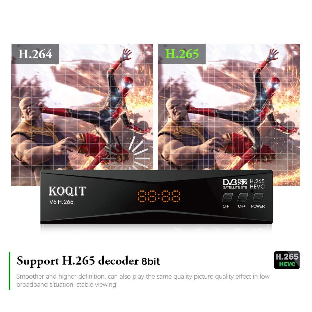 KOQIT Koqit V5H H.265 Free To Air FTA Satellite Receiver DVB-S2 Satellite TV Receiver HEVC DVB S2 Galaxy 19 Receivers Sat DVB Finder Meecast Biss PVU YouTube TV Decoder DVB2IP Box
