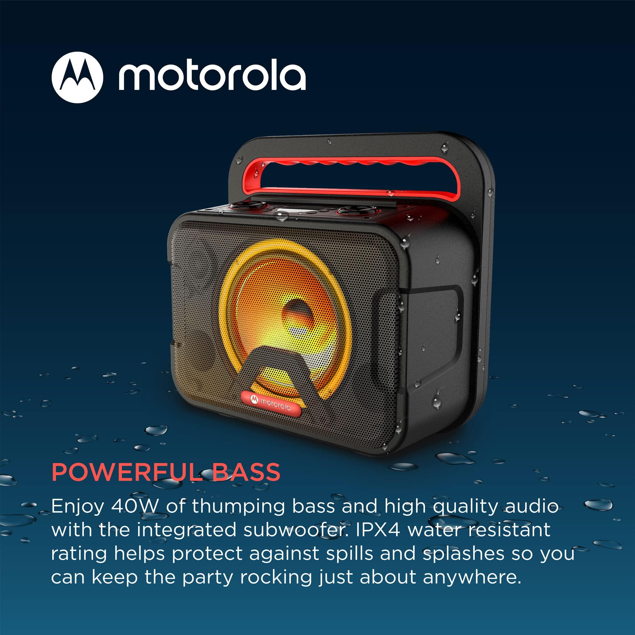 Motorola Sound Motorola ROKR 810 Wireless Bluetooth Portable Speaker with Built-in Subwoofer - 40W, Microphone, Connects to Smartphone, IPX4 Water Resistance, Integrated LED Lights, Smooth Sound