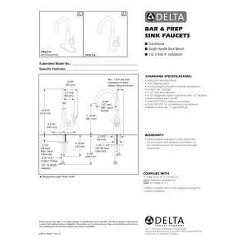 DELTA FAUCET Delta Faucet Chrome Bar Faucet, Chrome Bar Sink Faucet Single Hole, Wet Bar Faucets Single Hole, Prep Sink Faucet, Faucet for Bar Sink, Chrome Kitchen Faucet, Chrome 1953LF