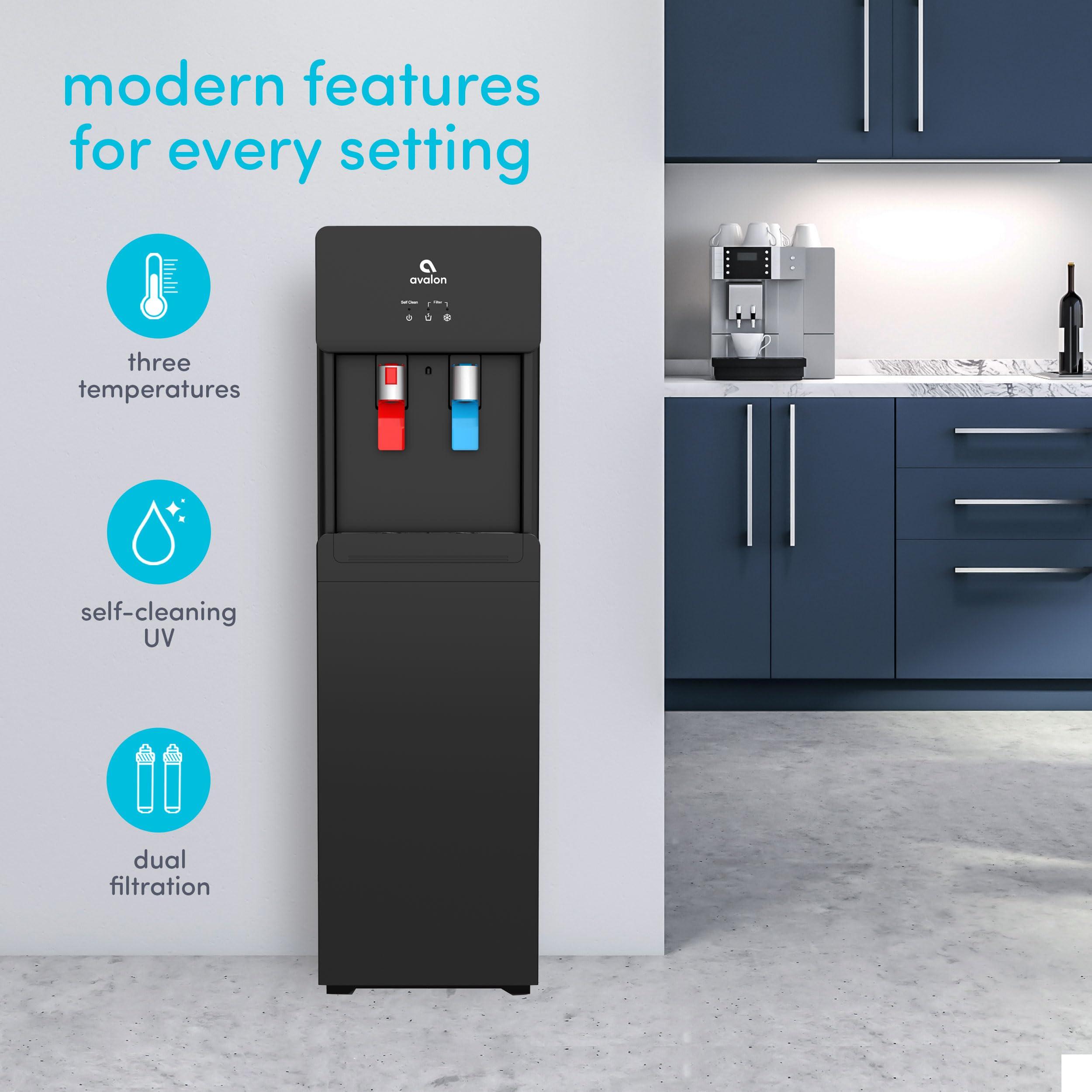 Avalon Avalon A7BOTTLELESSBLK Self Cleaning Touchless Bottleless Cooler Dispenser-Hot & Cold Water Child Safety Lock, UL, Black