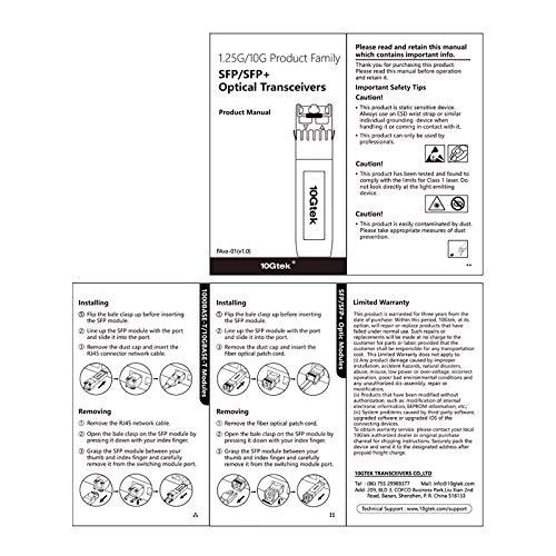 10Gtek 10GBase-T SFP+ to RJ-45 Transceiver, 10Gbe SFP+ to Copper Ethernet Module for Mikrotik S-RJ01, TP-Link TL-SM5310-T, Ubiquiti UniFi UF-RJ45-10G and More, RJ-45 SFP+ CAT.6a, up to 30-Meter
