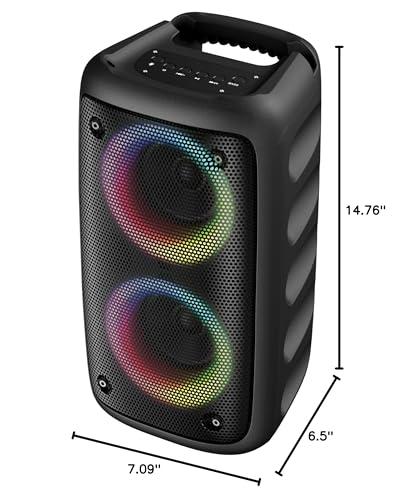 Supersonic IQ Sound IQ-1944BT 2 x 3-inch Portable Bluetooth Speaker, TWS, LED Lights, 10W Output Power, Multi Connectivity, Karaoke, FM Radio, Rechargeable Batteries -Perfect for Home Entertainment, Seminars