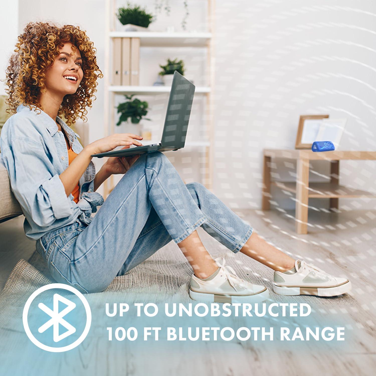 Cambridge Soundworks OontZ Ultra Portable Bluetooth Speaker 5.0 - IPX7 Waterproof, 14W Enhanced Sound, 20-Hr Battery, 100ft Range, Deep Bass and Clear Audio, Durable Shower Speaker for Pool or Beach (SUP Edition, Blue)