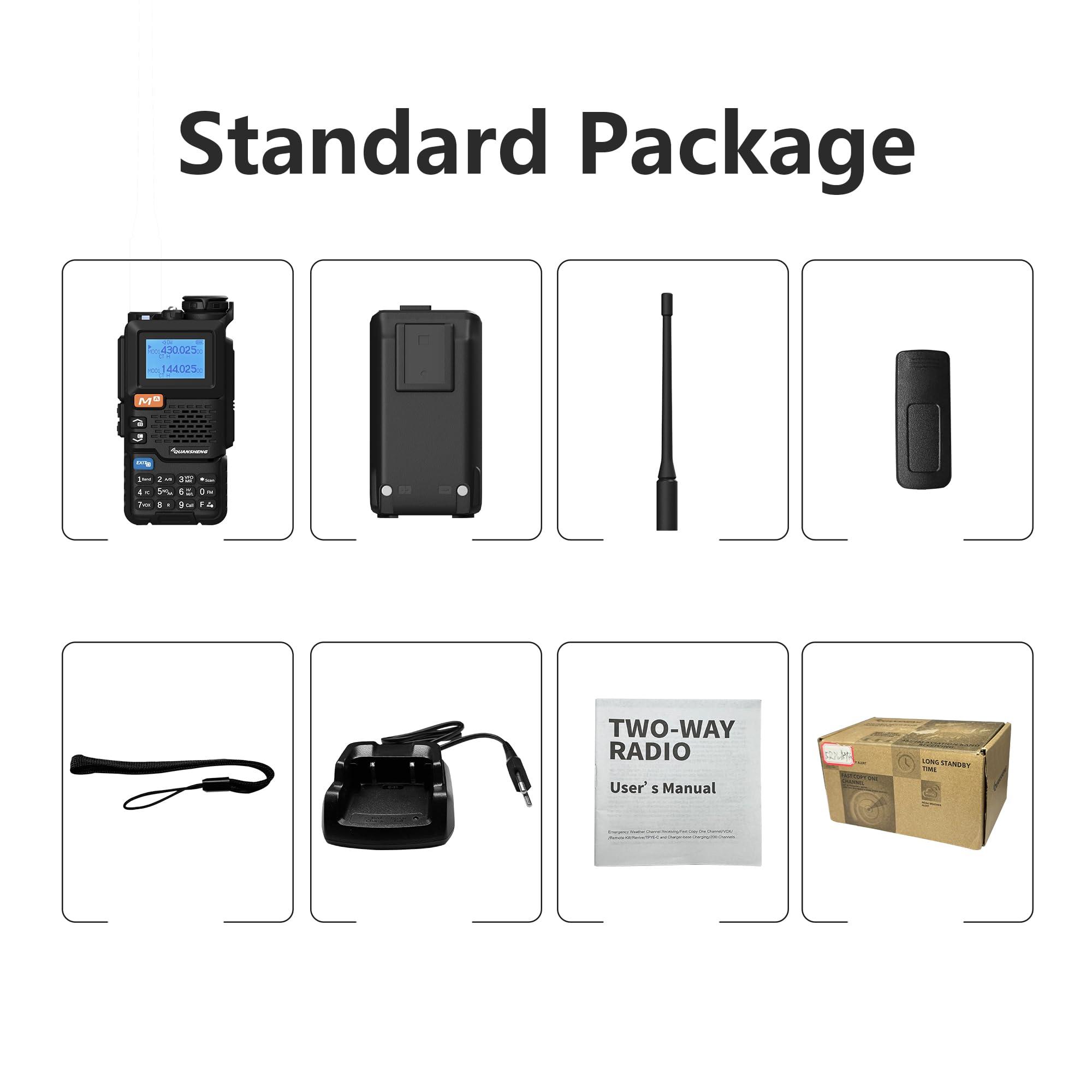QUANSHENG QUANSHENG UV-5R Plus Walkie Talkie Am Fm Two Way Radio Long Range NOAA Wireless Copy Frequency USB Charger Ham Radio 2 Pack with 771 Antenna
